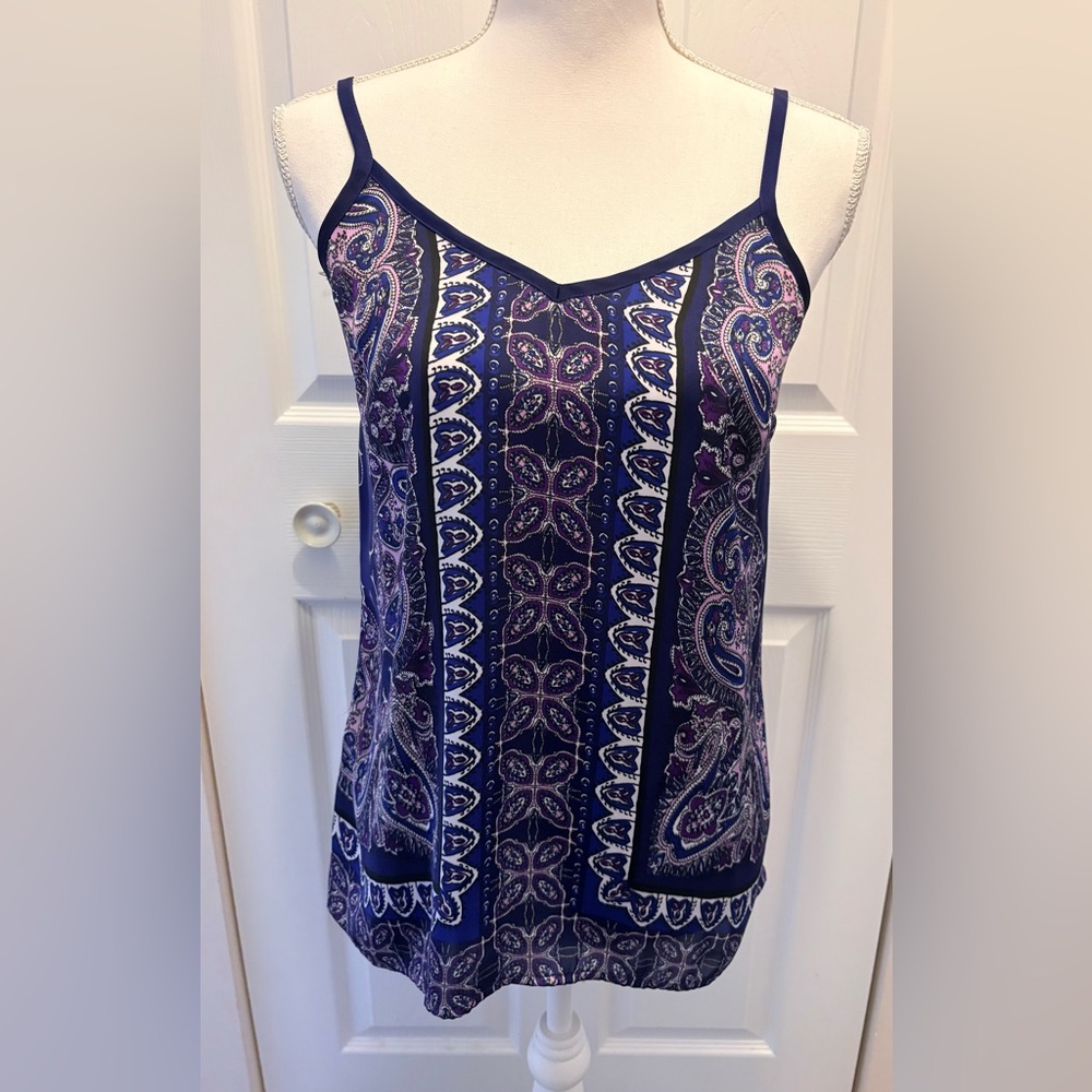Express Navy & Purple Paisley V-Neck Camisole Top